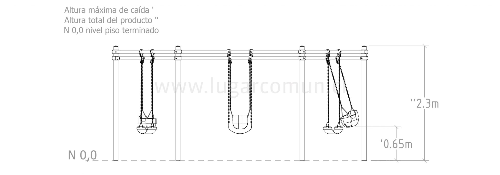 COL116 - COLUMPIO HEXAGONAL METALICO - Juegos de Parque, Equipamiento